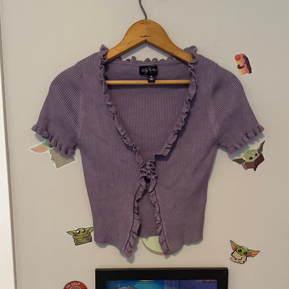 Say What? Purple Ruffled Crop Top